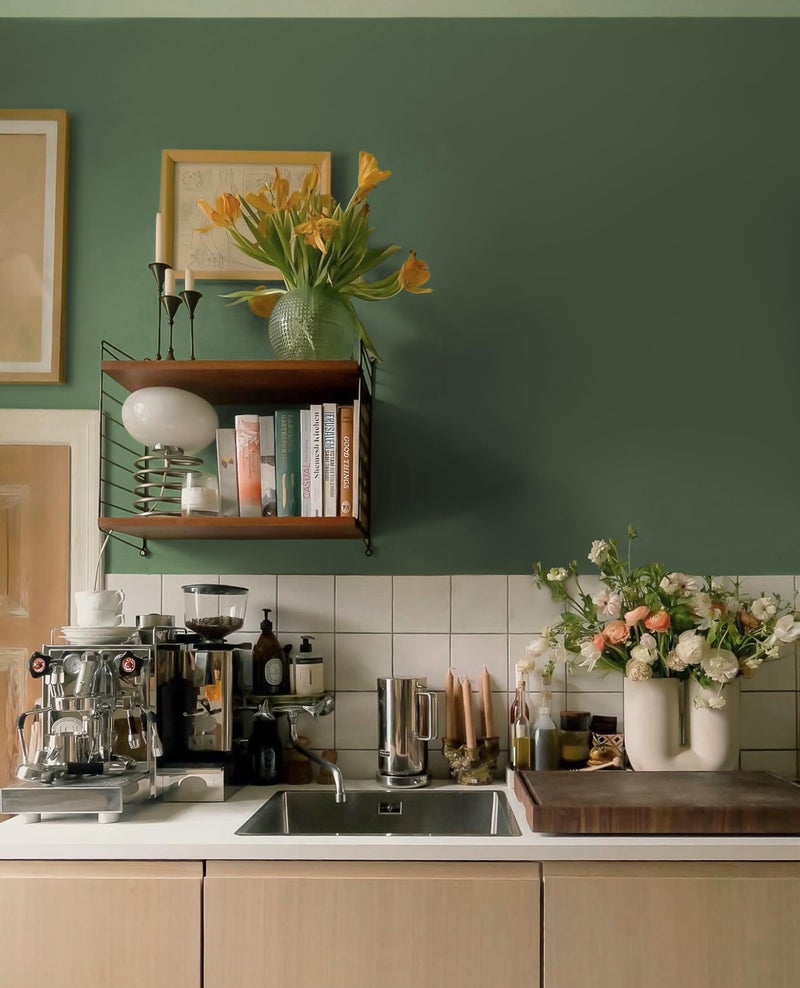 Dimoon 118''x17.7'' Green Peel and Stick Wallpaper Contact Paper Modern Self Adhesive Wall Paper Removable Renter Friendly Textured Solid Color Shelf Cabinet Vinyl Roll (118''x17.7'',Dark Green) - Image 5